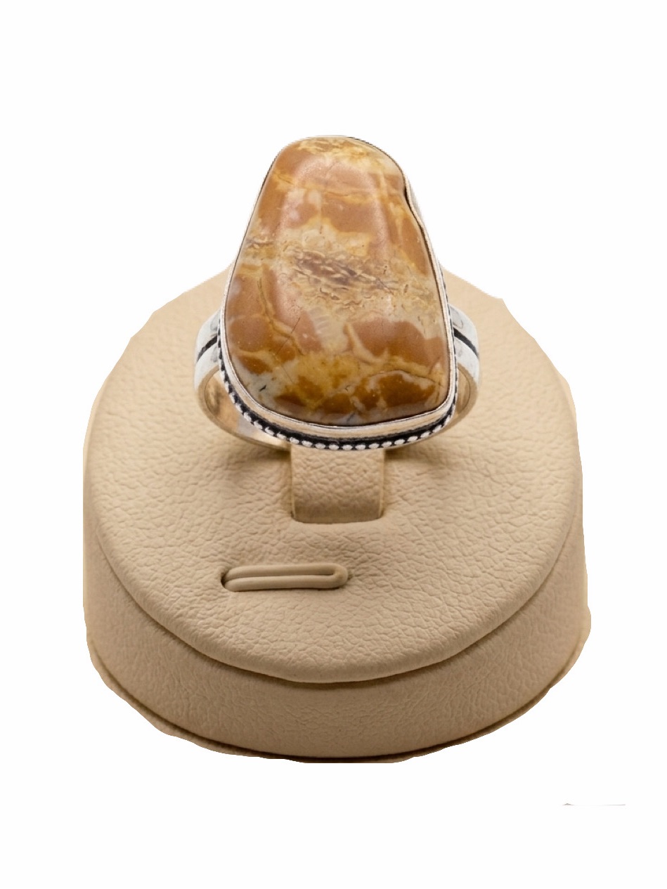 New 925 Sterling Silver Rare Brecciated Jasper Healing Stone Artisan Deco Ring